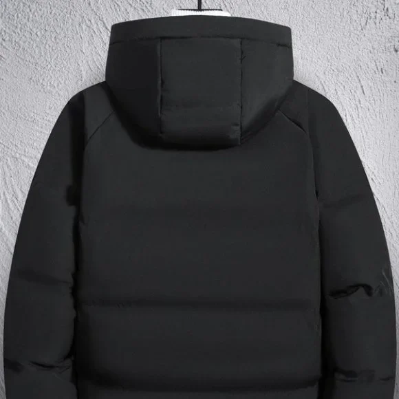 Black Mens Hooded Puffer Jacket - Picture 3 of 7